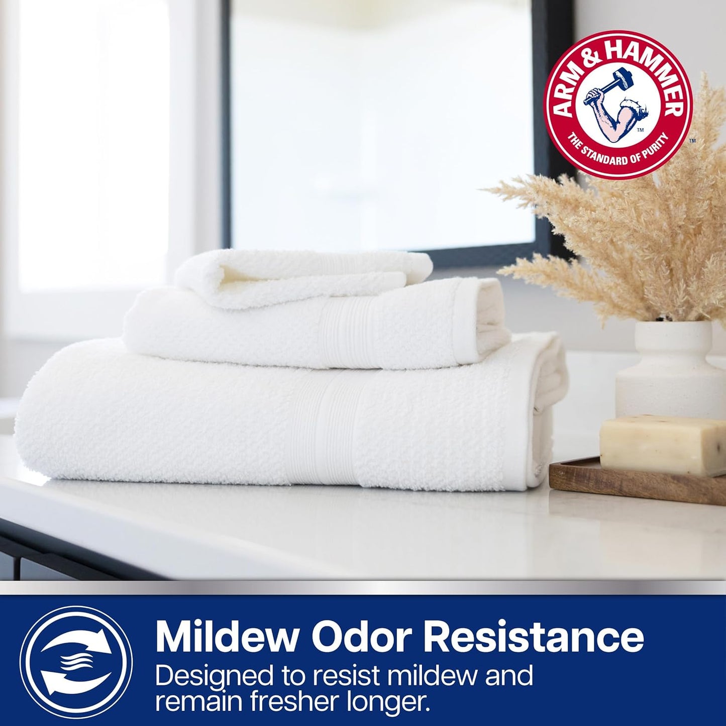 Arm & Hammer Quick Dry Bath Towels, 4 Piece, White