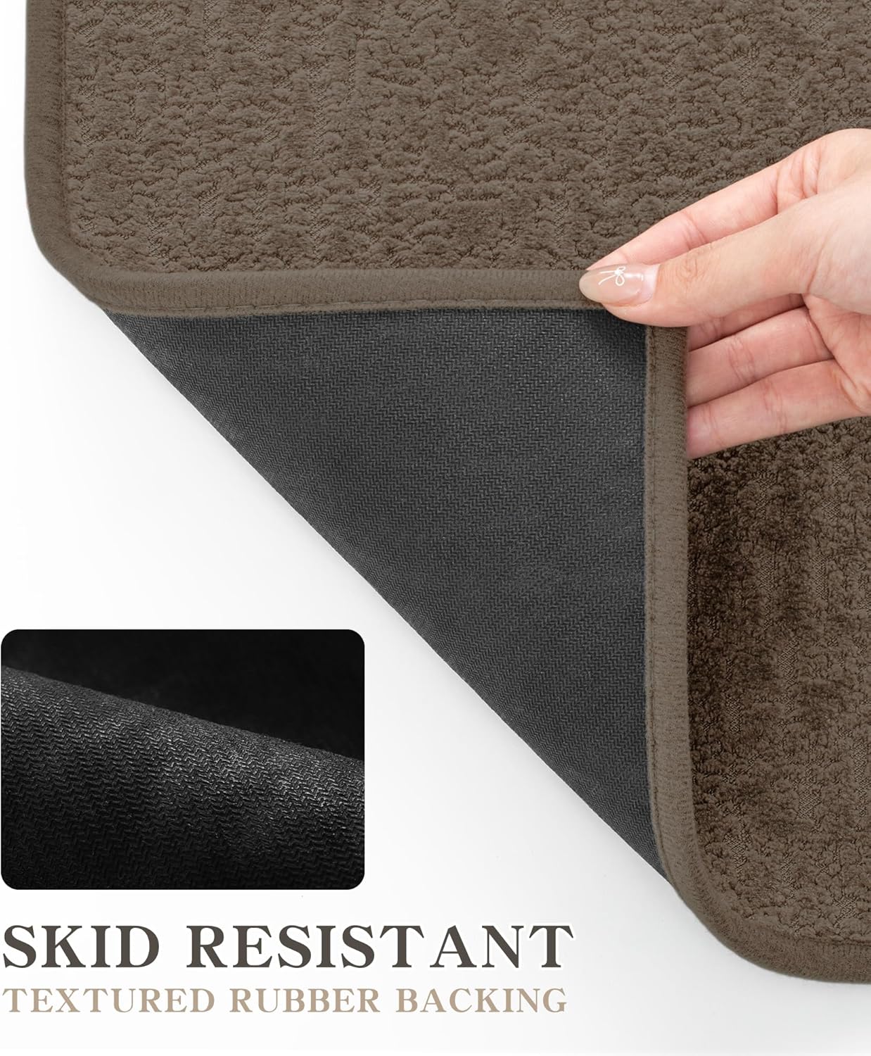 chakme Bathroom Rug Sets 3 Piece, Ultra Thin Bath Mat Quick Dry Bath Mat Set, Absorbent Bath Mat for Bathroom Non Slip Machine Washable, (Coffee, 3 Piece)