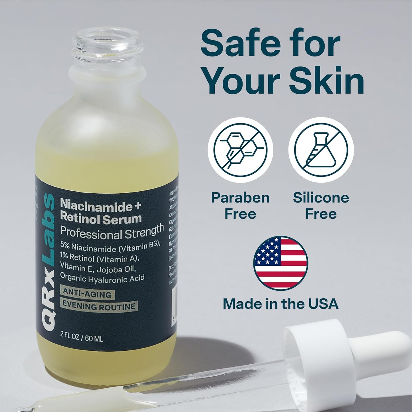 QRxLabs 5% Niacinamide Serum with 1% Retinol & Alpha Arbutin - 2 Fl Oz - Anti-Aging Retinol Serum for Face, Pore Minimizer & Wrinkle Reducer