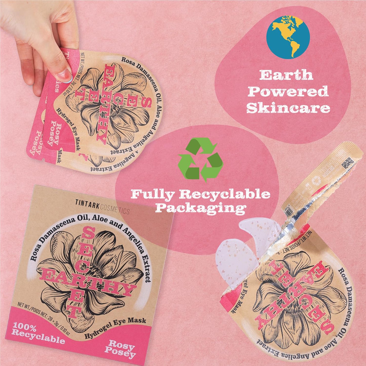 Rosy Posey Calm Repair 5′ Hydrogel Under-Eye Patches, 28 Pairs — 5-Minute Soothing, Deep Hydration & Glow — Natural Rose Note · Ophthalmologist Tested