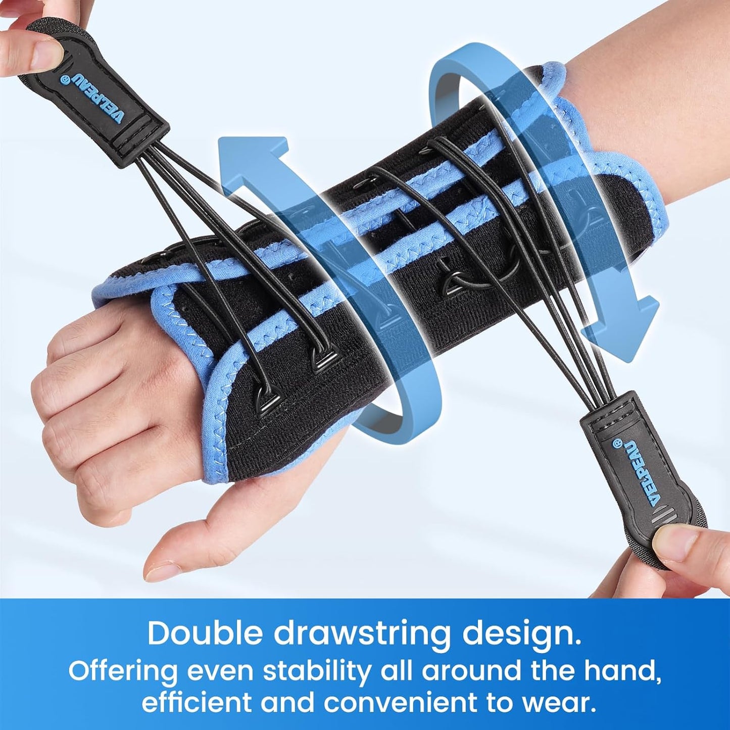 Velpeau Wrist Brace for Carpal Tunnel, Adjustable Elastic Tension Cords with Splints, Night Wrist Support for Arthritis, Tendonitis, Sprain, Injuries, Wrist Pain Relief Women and Men (Right Hand, M)
