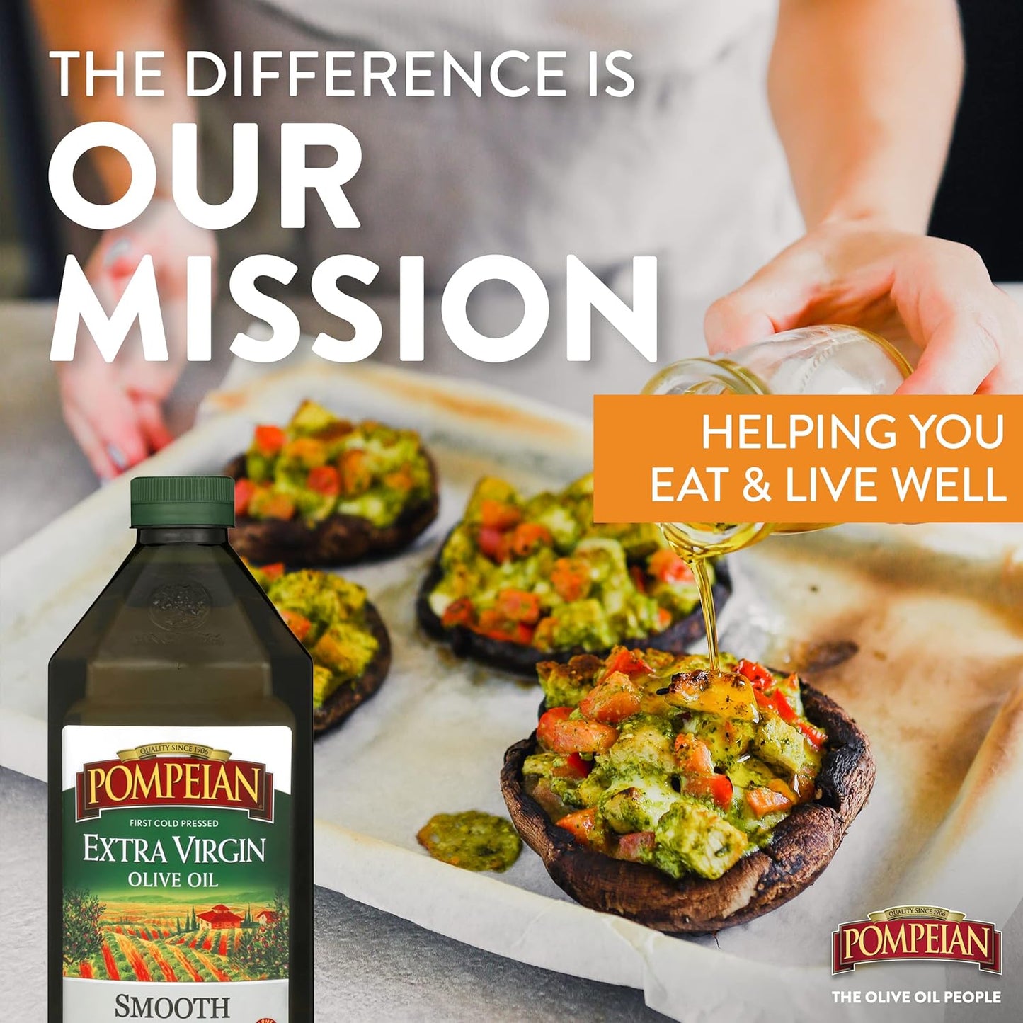Pompeian Smooth Extra Virgin Olive Oil, Contains Polyphenols, First Cold Pressed, 68 Fl Oz