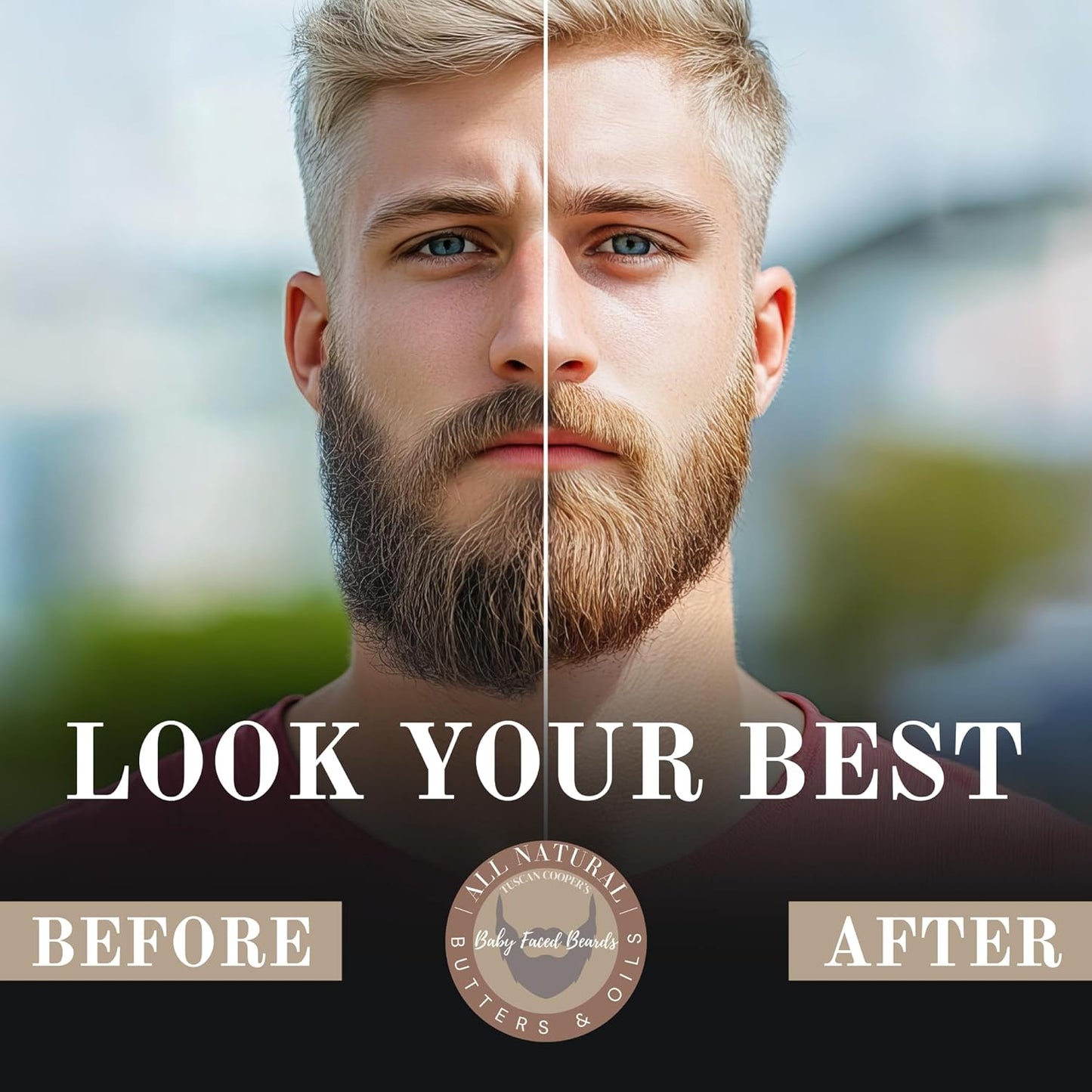 Tuscan Cooper's Baby Faced Beards Butter for Men - Moisturizing Beard Balm Cream and Softener for All Hair Types Including Coarse Hair - 4oz Hydration and Conditioning Care - Rawhide and Pear Scent