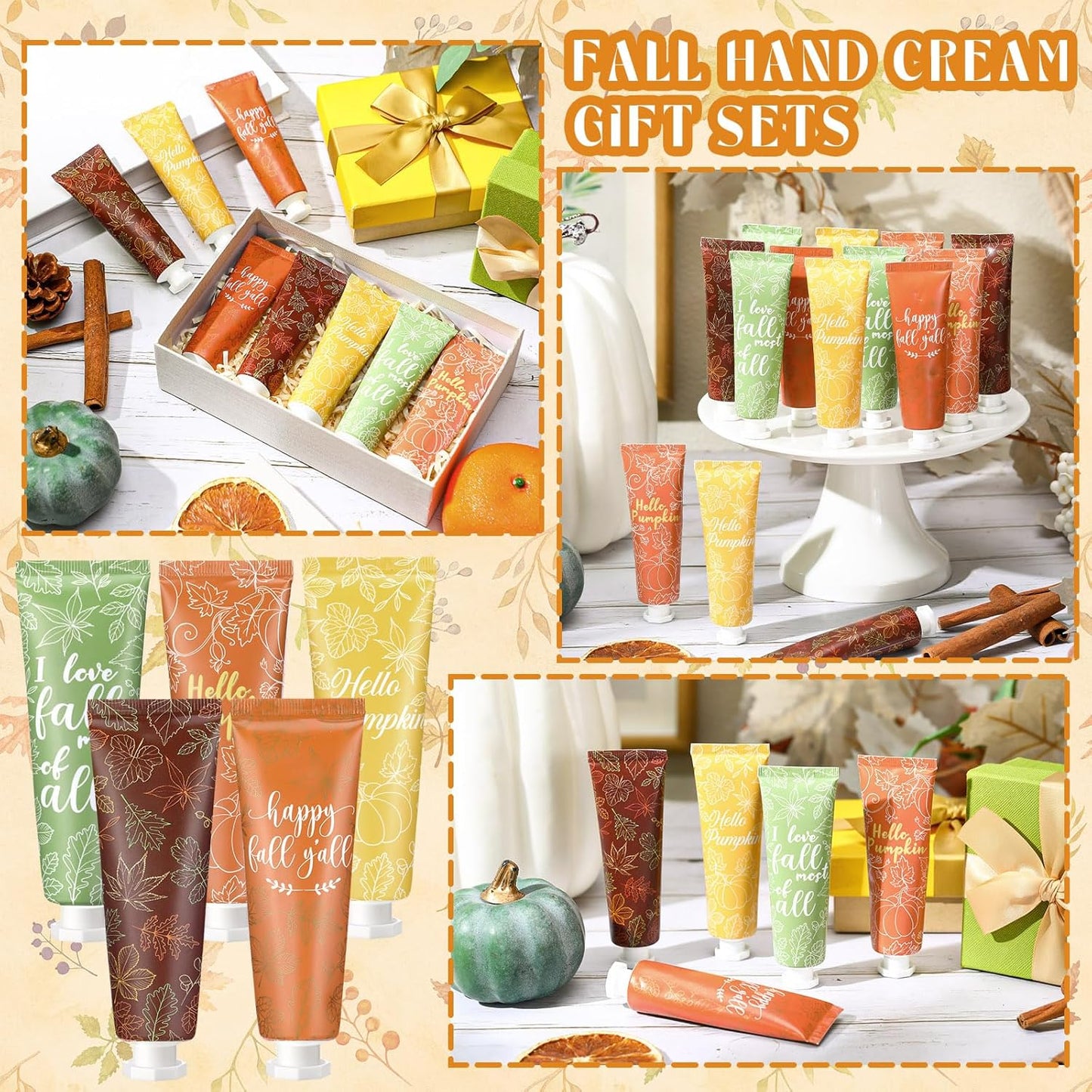 10 Pcs Thanksgiving Fall Hand Cream Bulk, Mini Pumpkin Lotion, 30ml Natural Botanical Fragrance Fall Lotion for Chapped Hands, Thanksgiving Favors, Employee Gifts, Baby Shower, Travel, Work, Team