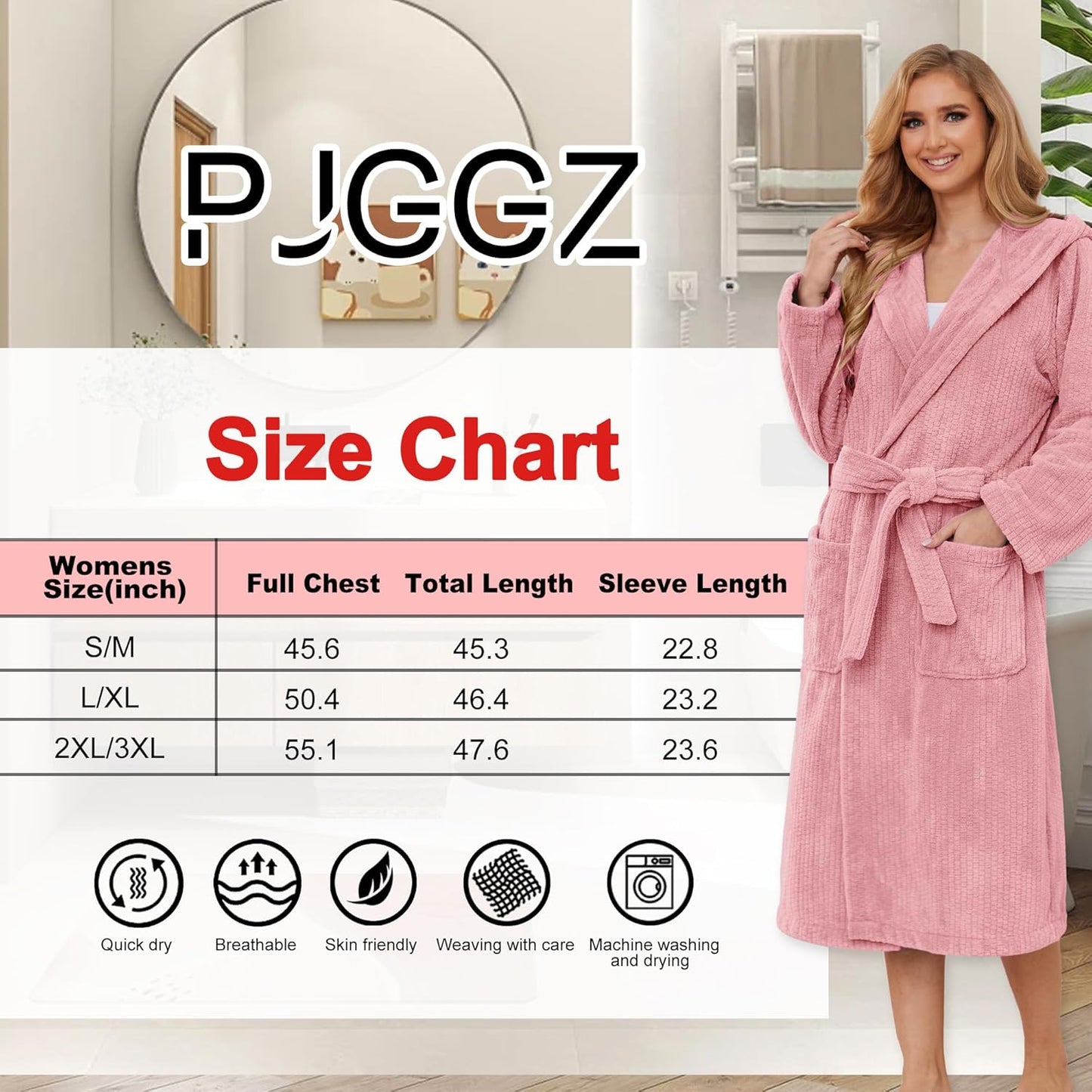 Hooded Bathrobes for Women, Soft Long Towel Robes for Women - Quick Dry yet Warm