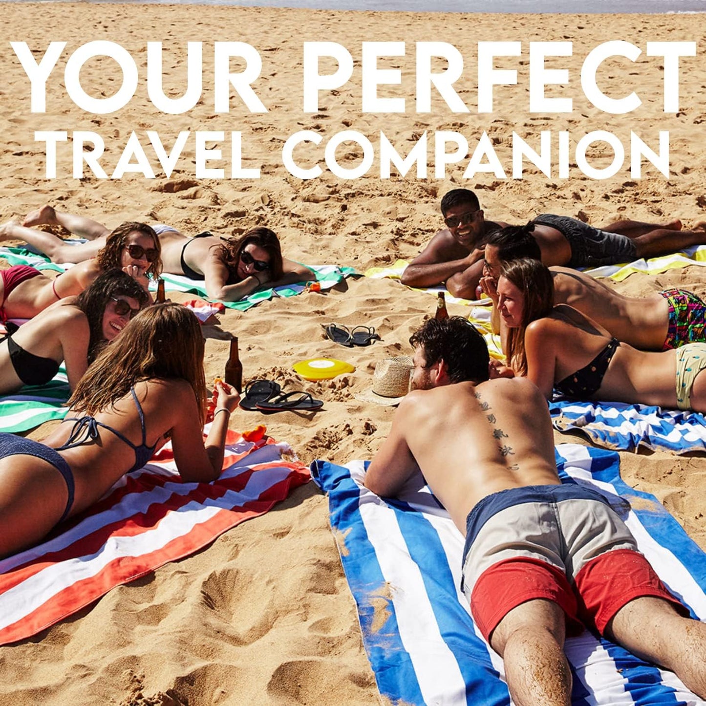 Dock & Bay Beach Towel - Quick Dry, Sand Free - Compact, Lightweight - 100% Recycled - Includes Bag - Cabana - Whitsunday Blue - Large (160x90cm, 63x35)