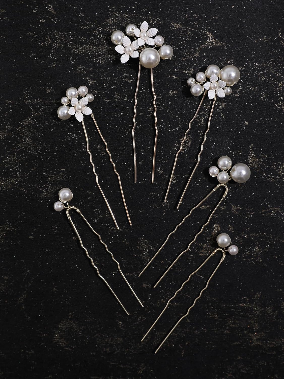 Handmade Pearl Bridal Hair Vine Wedding Hair Accessories Sparkling Pins Set Bride Wedding Pieces for Women and Girls Hair Jewelry Brides Headpieces Crystal 40'' Light Gold 7 Pcs