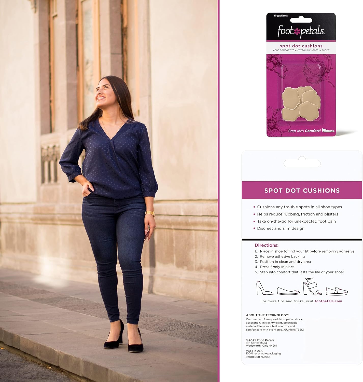 Foot Petals Spot Dot Cushion, Pressure Point Solution for Blister Relief, Rub Protection, Women's Heels, Pumps, Flats