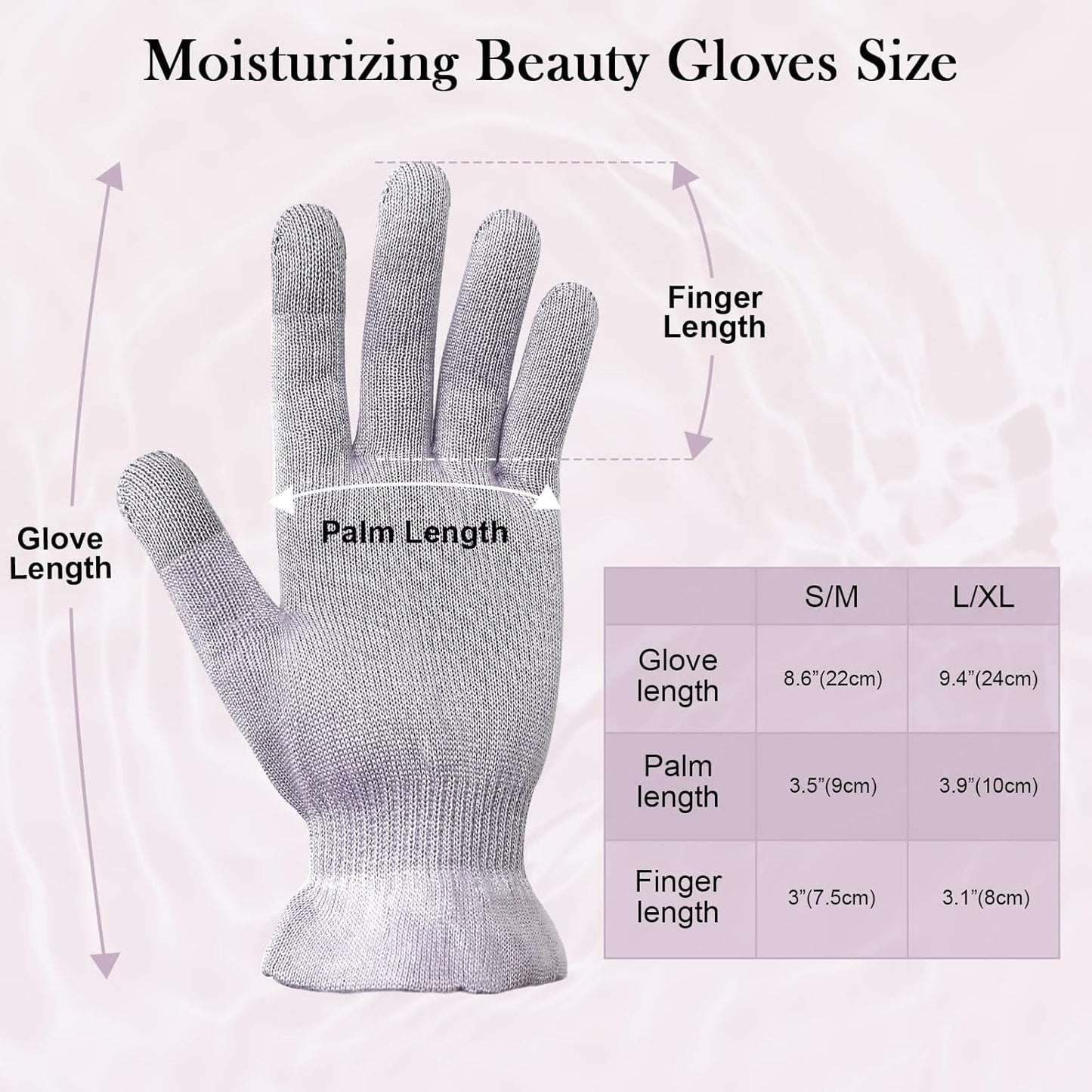 MIG4U Moisturizing Beauty Gloves Touchscreen Overnight Sleeping Glove for Women Dry Hands, Nighttime Lotion, Eczema, SPA, Cosmetic Treatment, Grey Purple 1 Pairs Size L/XL