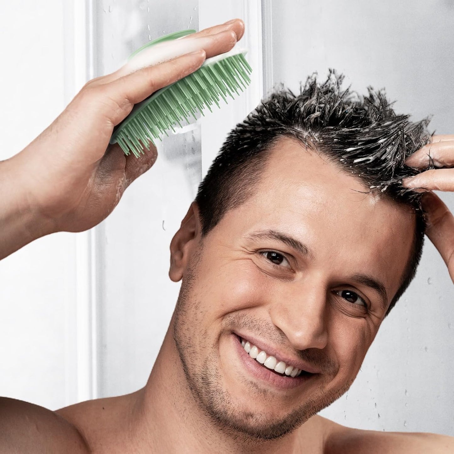 Scalp Massager Shampoo Brush,Scalp Scrubber for Dandruff Removal, Scalp Care Hair Brush Wet & Dry detangler for Men and Women.Suitable for Short Medium Hair(Green)