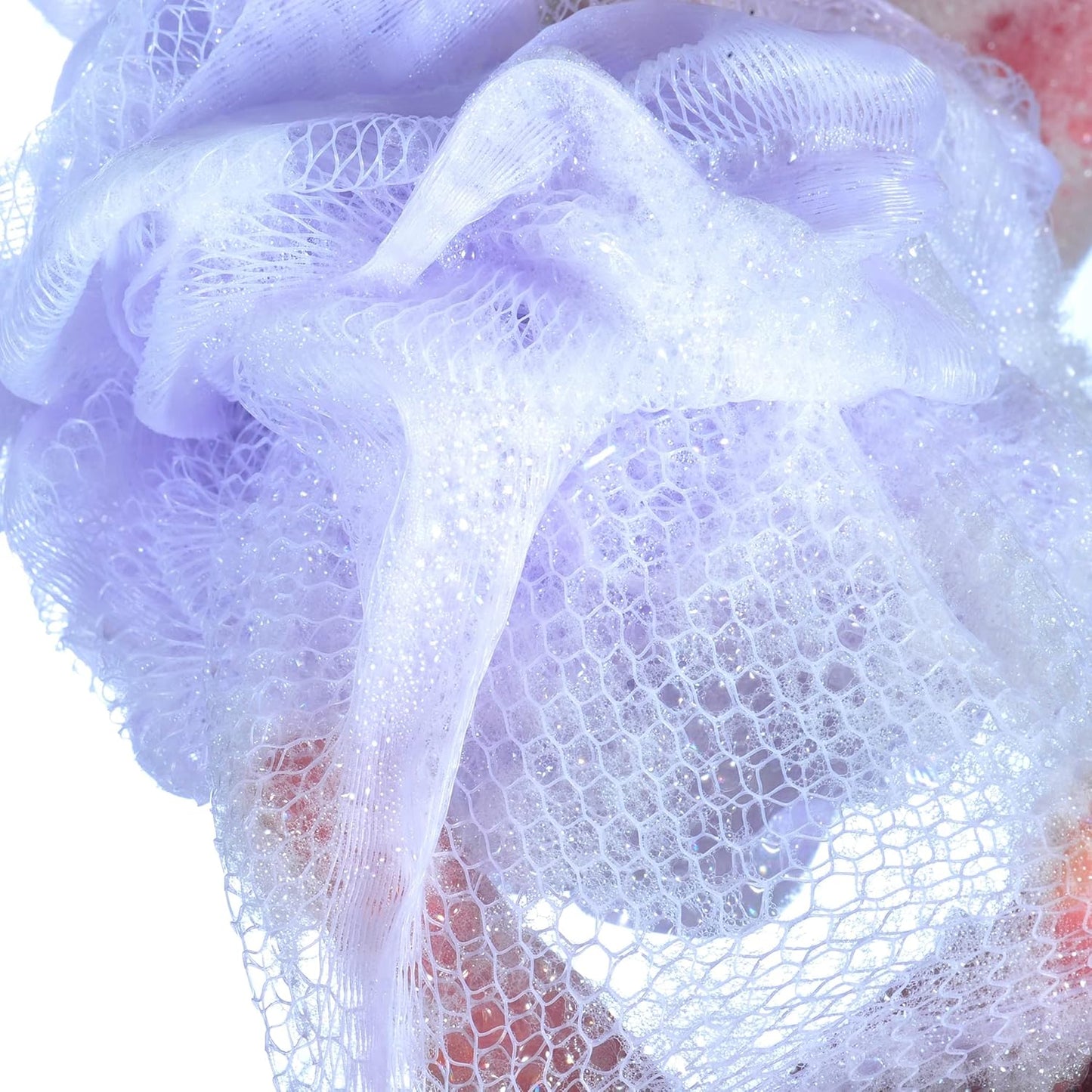 60g/pcs Purple Mesh Bath Sponge Shower Pouf Loofahs Shower Puff Pack of 4 (Purple)