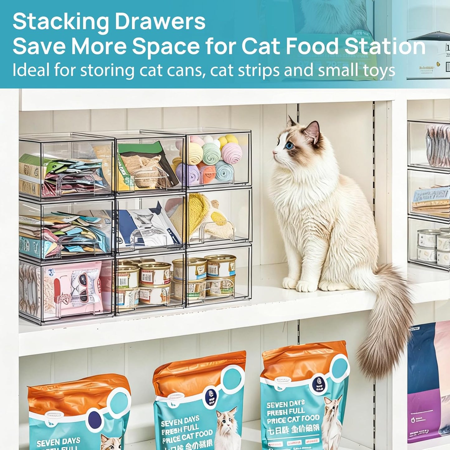 Vtopmart 4 Pack Small Clear Stackable Storage Drawers,Acrylic Bathroom Makeup Organizer,Plastic Storage Bins For Vanity, Undersink, Kitchen Cabinets, Pantry, Home Organization