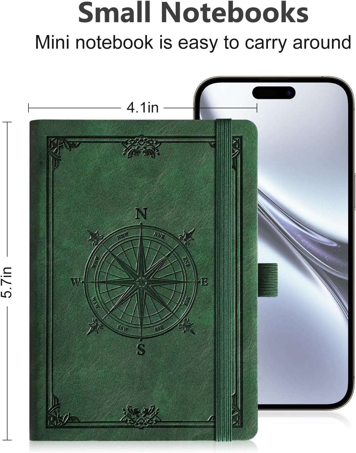 AHGXG Small Lined Pocket Journal Notebook for Men - 256 Numbered Pages College Ruled B6 Mini Journal, Vintage Soft Leather Hardcover, 80gsm Paper, for Women Work Office School, 4.1'' X 5.7''- Dark Green