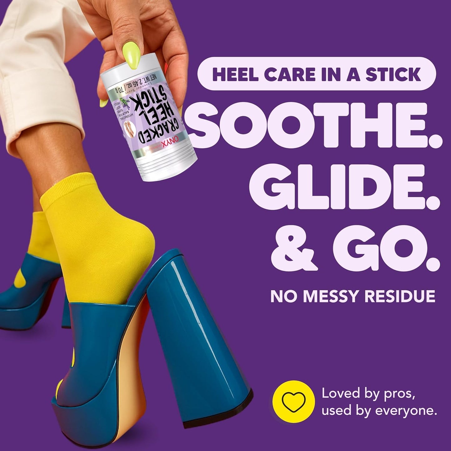 Onyx Professional Cracked Heel Repair Balm Stick, Lavender Scent, 1 Pack - Dry Heels Dry Cracked Feet Treatment, Moisturizing Heel Balm Rolls On, No Mess Like Foot Cream or Foot Lotion