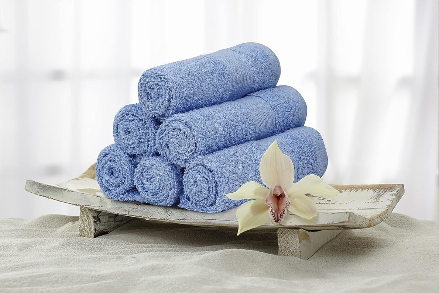 Premium Wash Cloths Pack of 12 (13" x 13") 100% Ring Spun Cotton | Luxury Washcloths | Ultra Soft Face Towels | Highly Absorbent Wash Cloths for face (Sky Blue)