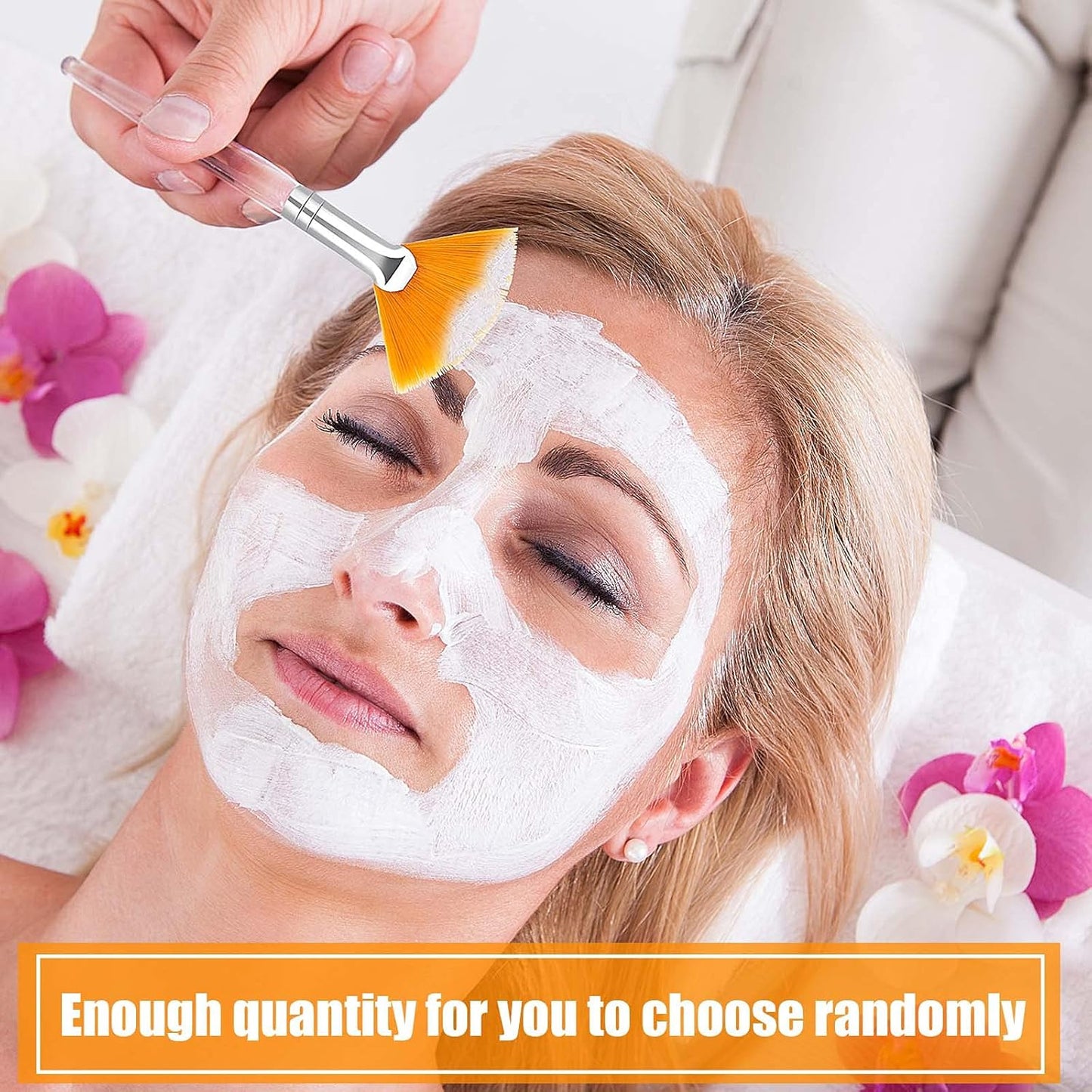 Patelai 14 Pieces Fan Brushes Applicator, Mask Brushes for Facial Makeup Tools for Face Cosmetic(Yellow)