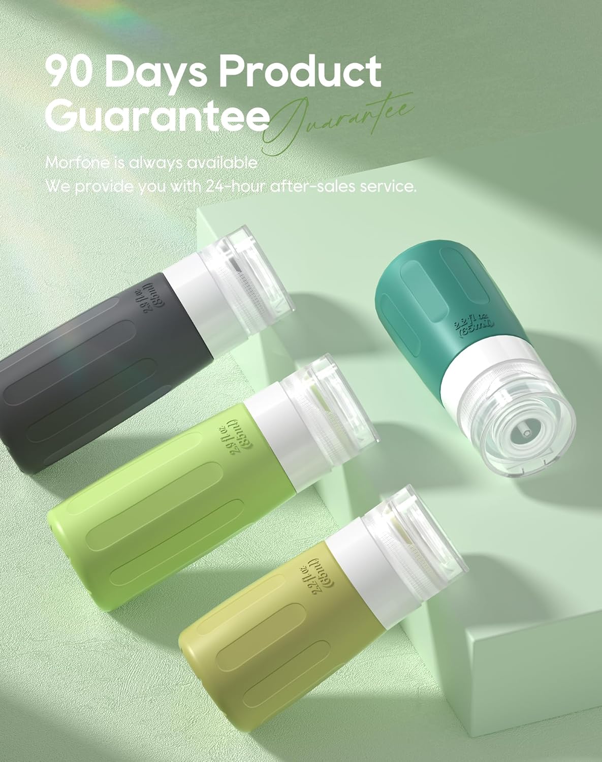 Morfone 16 Pack Silicone Travel Bottles Set for Toiletries TSA Approved Travel Containers Leakproof Squeezable Refillable Travel Accessories 2oz 3oz for Shampoo Conditioner Lotion Liquids(Green)