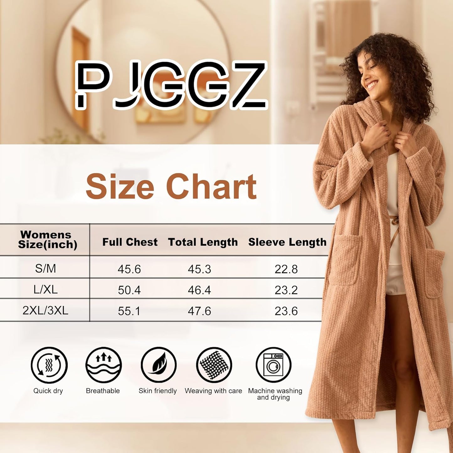 Women's Shawl Collar Bathrobe, Soft Long Towel Robes for Women - Super Absorbent Quick Dry yet Warm