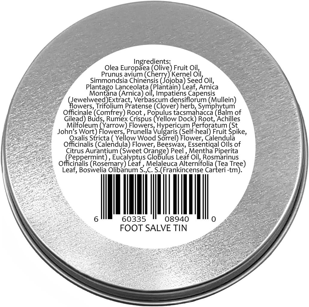 Foot Salve - Large 4 Oz Tin of Herb Foot Balm Cream Ointment - Mejor cuidado de Los pies With Peppermint & Tea Tree by Creation Farm