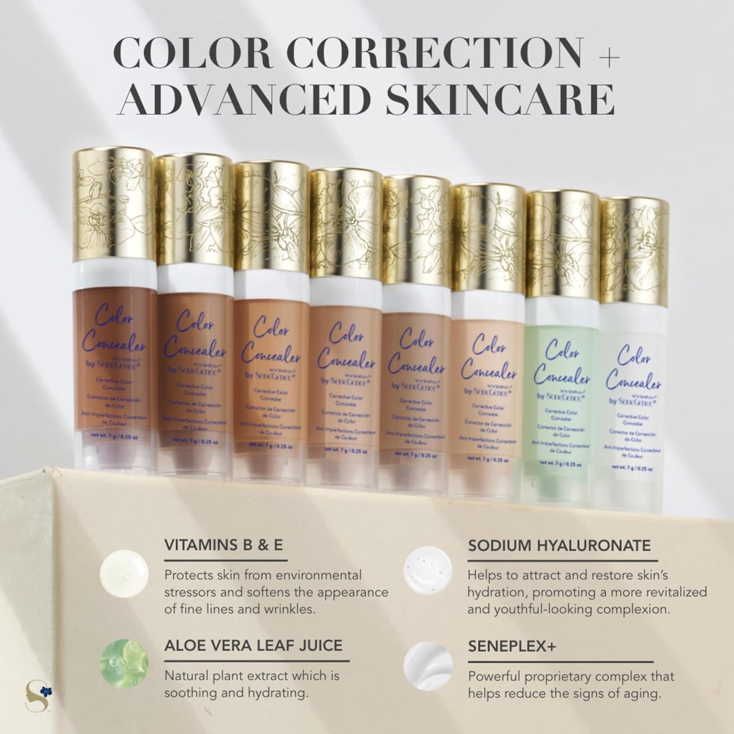 SeneGence Corrective Color Concealer, White, 0.25 Fl Oz, Anti-Aging Benefits, Hydrating Aloe Vera Juice, Vitamin B & E for Even Skin Tone and Flawless Coverage