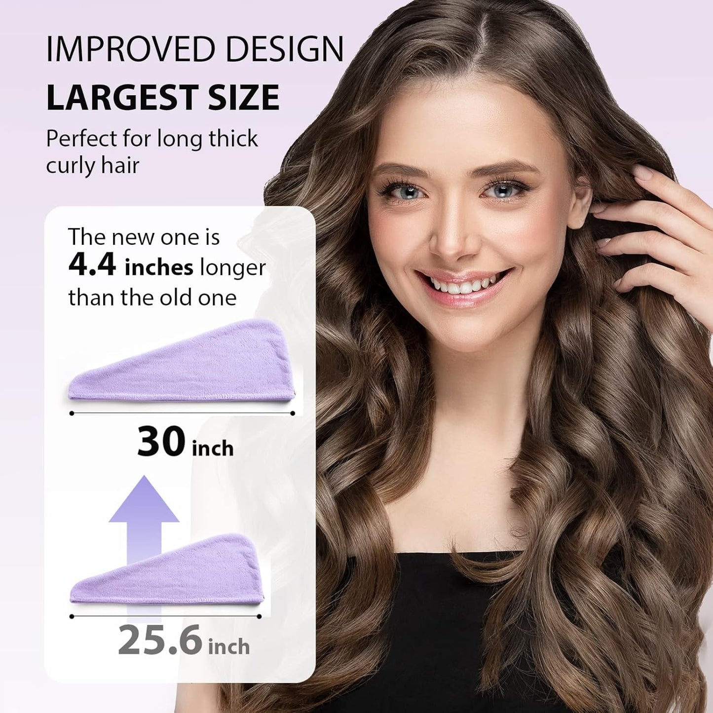 YFONG Larger Microfiber Hair Towel Wrap for Women, Purple, 30" X 10.2"