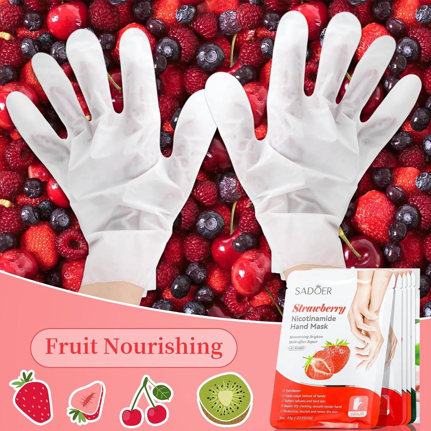 24 Pcs Fruits Beauty Hand Foot Mask Bulk Hydrating Hand Foot Moisturizing Gloves Shea Butter Aloe Mask for Spa Kit Beauty Skincare Gift Beauty Kits for Women