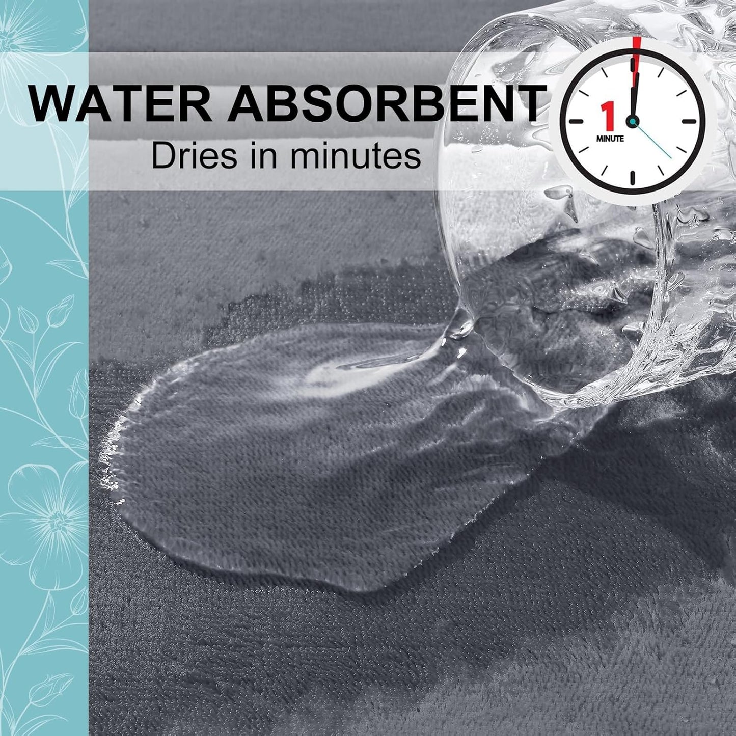 Grandaily Memory Foam Bath Mat Rug 47x24, Ultra Soft, Non-Slip and Absorbent Bathroom Rugs, Machine Wash Dry, Comfortable Bath Carpet for Bathroom Floor, Tub and Shower, Dark Grey