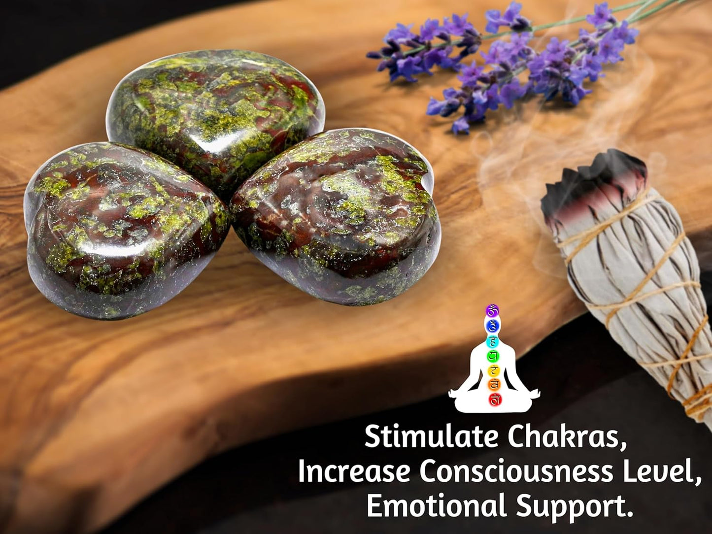 Amazing Gemstone Dragon Bloodstone Crystal Heart Palm Stone - Pocket Massage Worry Stone for Natural Body Chakra Balancing, Reiki Healing and Crystal Grid