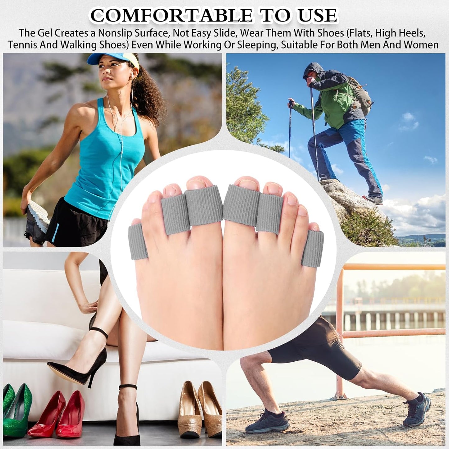 Blulu 24 Pieces Toe Tubes 0.98 Inches Cushion Tube Corn Pads for Toes Sleeves Soft Gel Protectors for Cushions Corns Blisters Calluses 3 Size(Gray,Assorted Sizes)