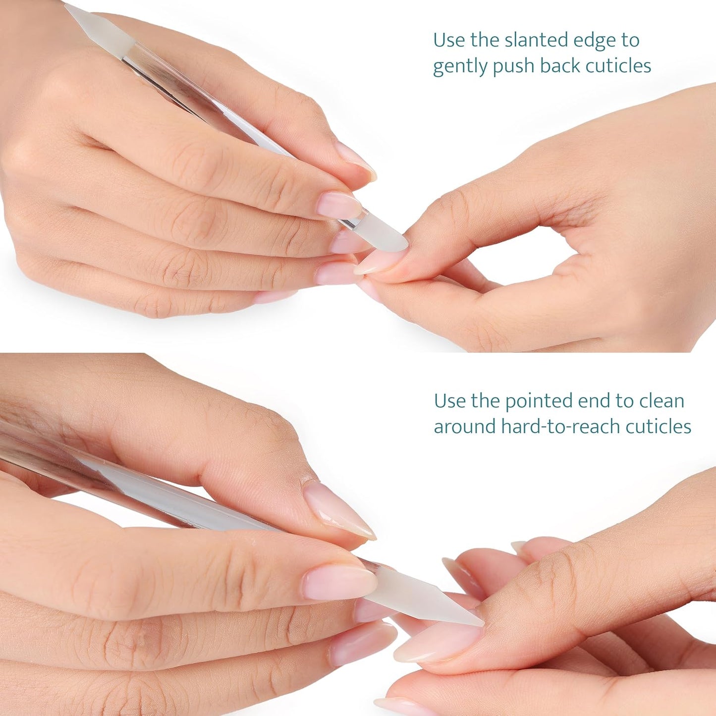 Glass Cuticle Pusher - Durable Crystal Glass Manicure Stick - Dual Ended Nail Cuticle Pusher - Professional Nail Care Must Have