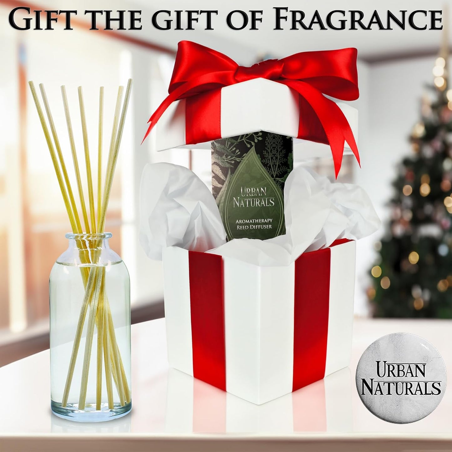 Urban Naturals Apples & Spice Apple Cinnamon Reed Diffuser Oil Set β Red Apple, Cinnamon, Nutmeg Clove & Vanilla Scented Diffusing Reed Sticks β Great Fall & Holiday Scent β Made in The USA