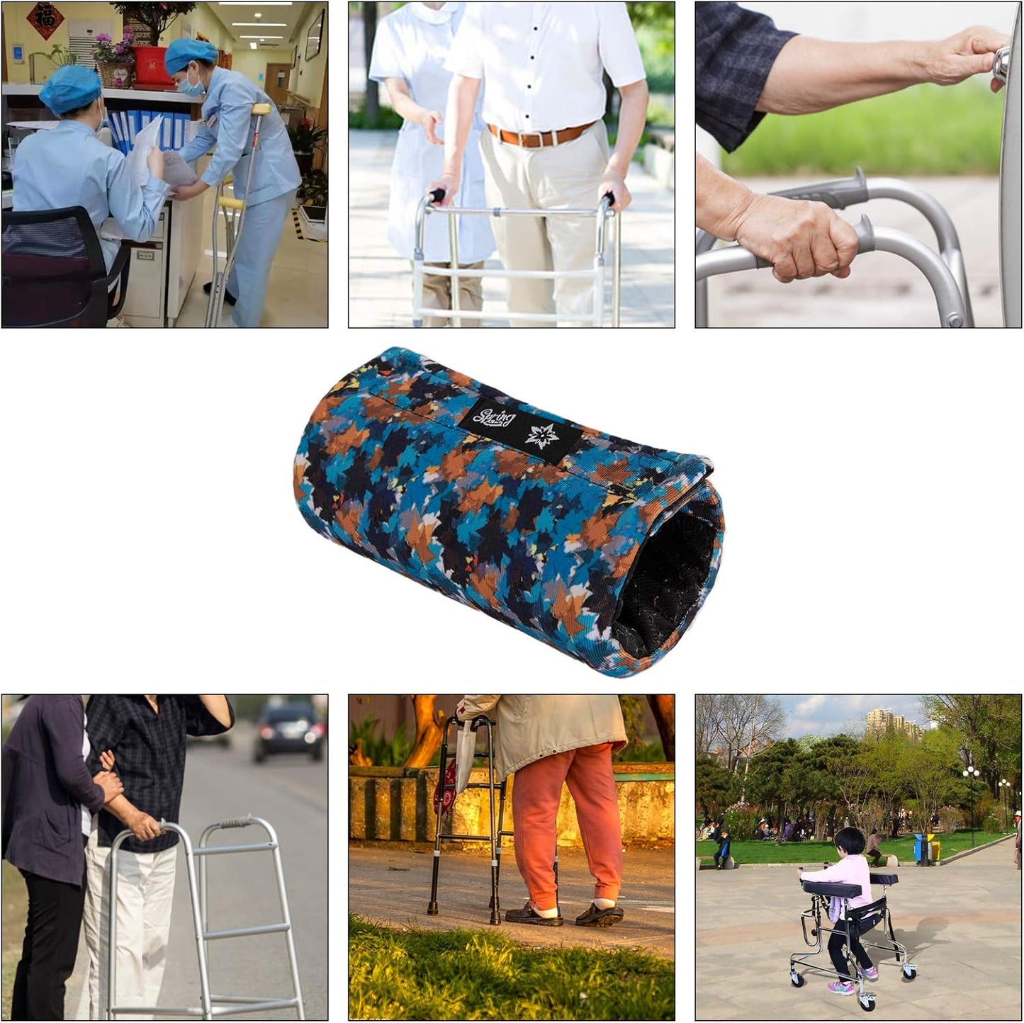 SPRING SEAON Universal Walker Hand Grip Padded Covers Non-Slip Cushion Foam for Folding Wheelchair Rollator Crutch Handle Pads 2-Pack