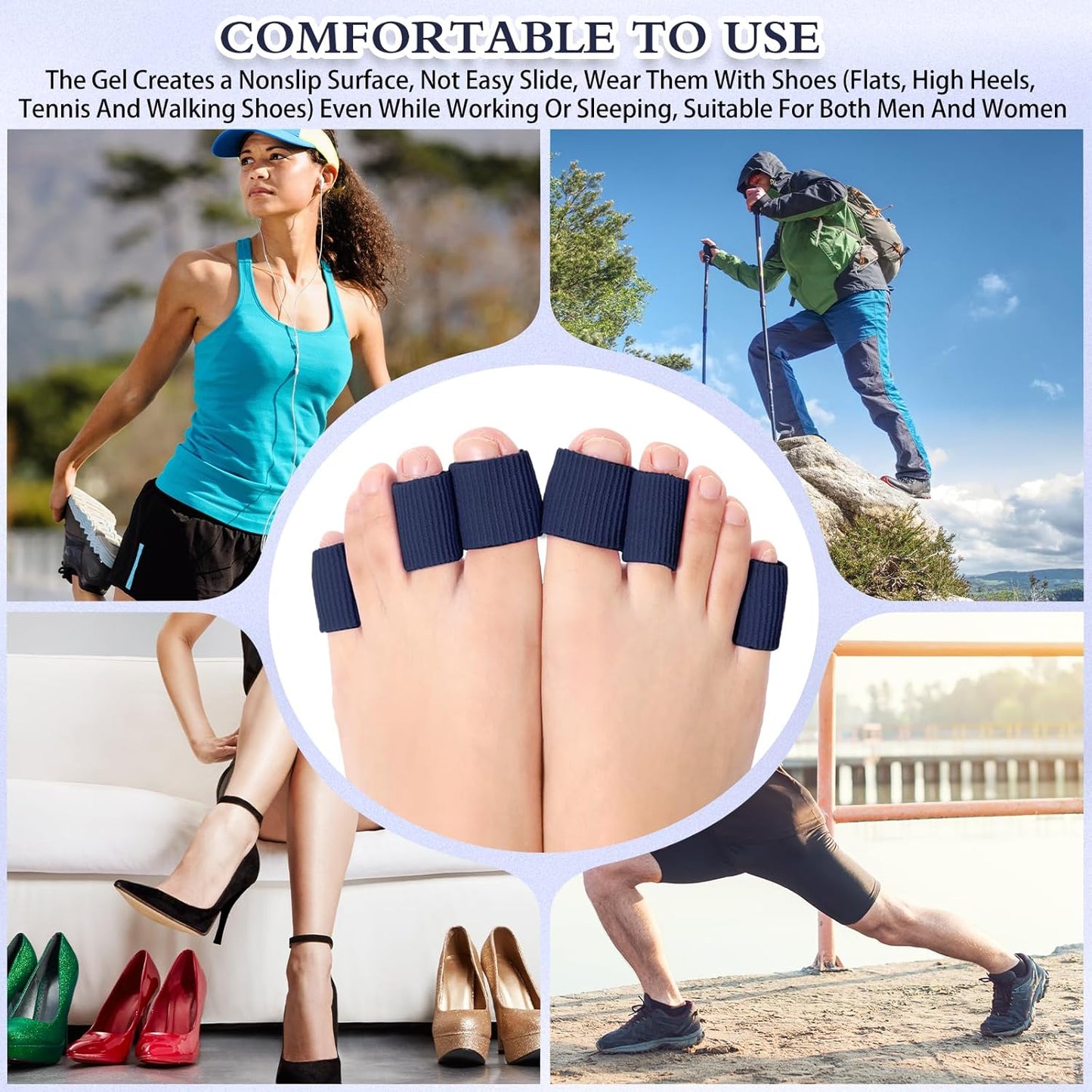 Blulu 24 Pieces Toe Tubes 0.98 Inches Cushion Tube Corn Pads for Toes Sleeves Soft Gel Protectors for Cushions Corns Blisters Calluses 3 Size(Navy Blue,Assorted Sizes)