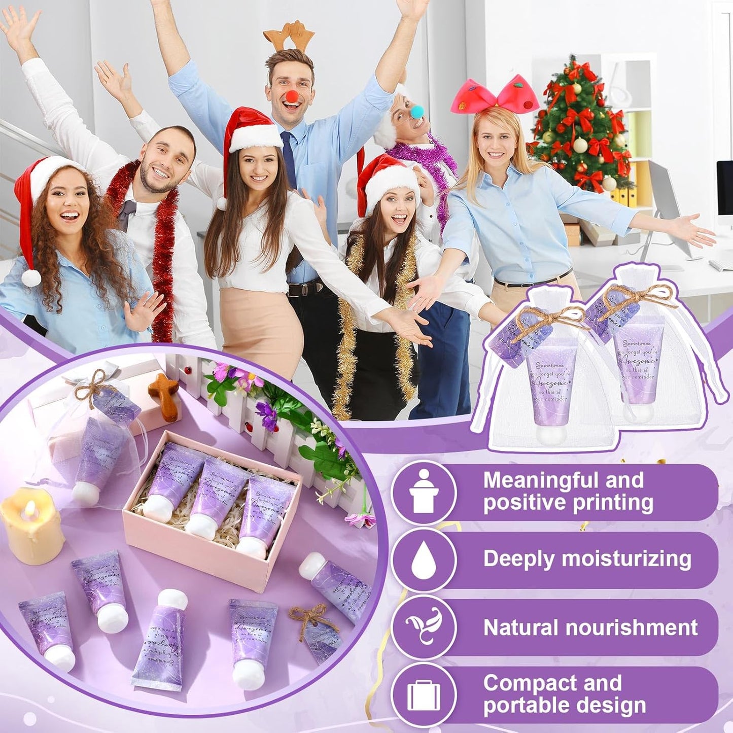 48 Sets Hand Mini Lotion Bulk Employee Appreciation Gifts Travel Size Hand Cream Bulk Inspirational Thank You Team Gifts for Birthday Christmas Teachers Coworkers Office Staff(Marble)