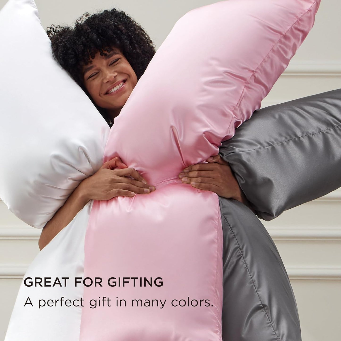 Bedsure Satin Body Pillow Pillowcase - Similar to Silk White Body Pillow Cover Case with Envelope Closure,Cooling and Silky Long Pillowcase for Hair and Skin,20x54 Inches