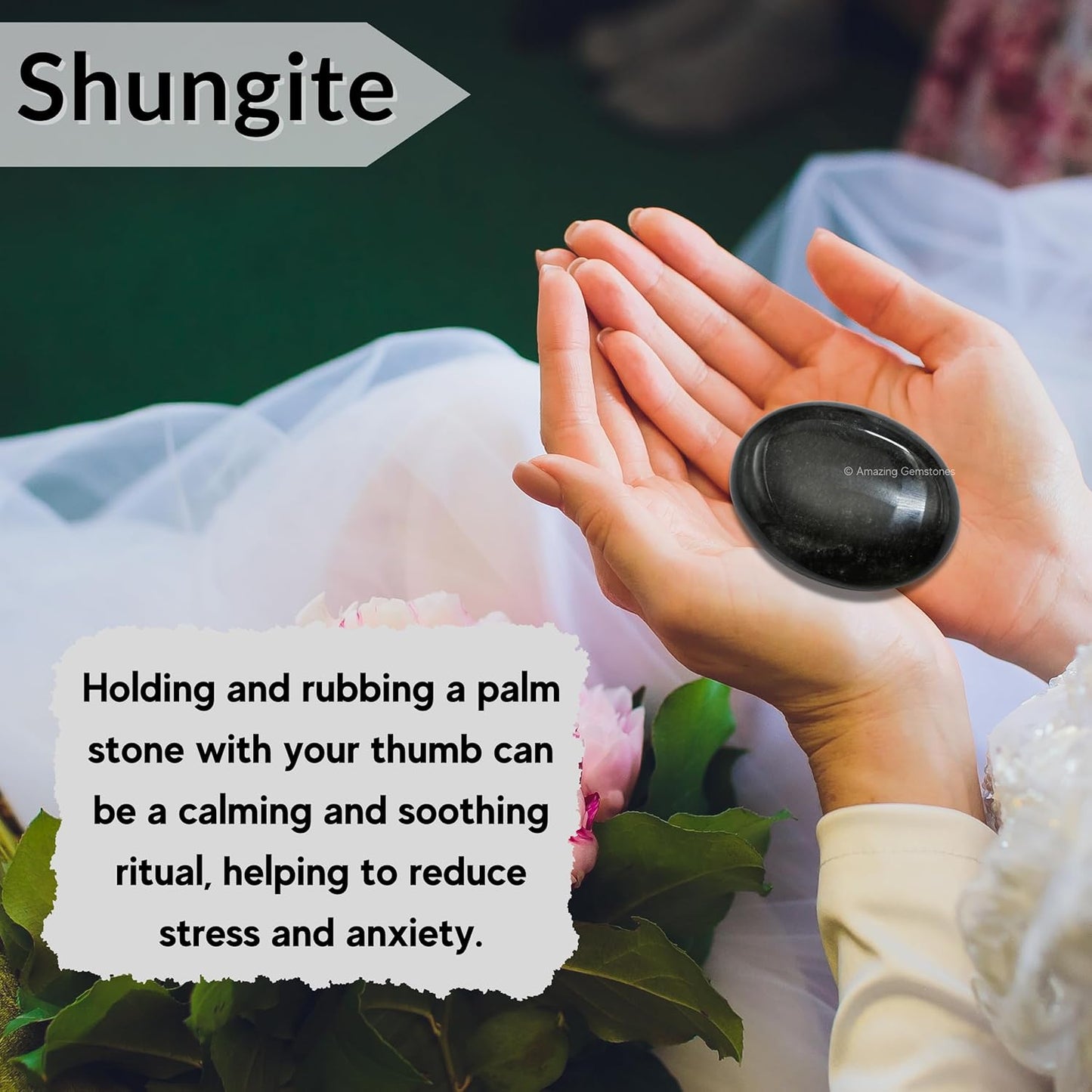 Amazing Gemstone Shungite Crystals and Healing Stones - Large Palm Stone Crystals Piedra - Crystal for Good Luck, Balanced Positive Energy, Meditation - Unique Stocking Stuffers and Birthday Gifts