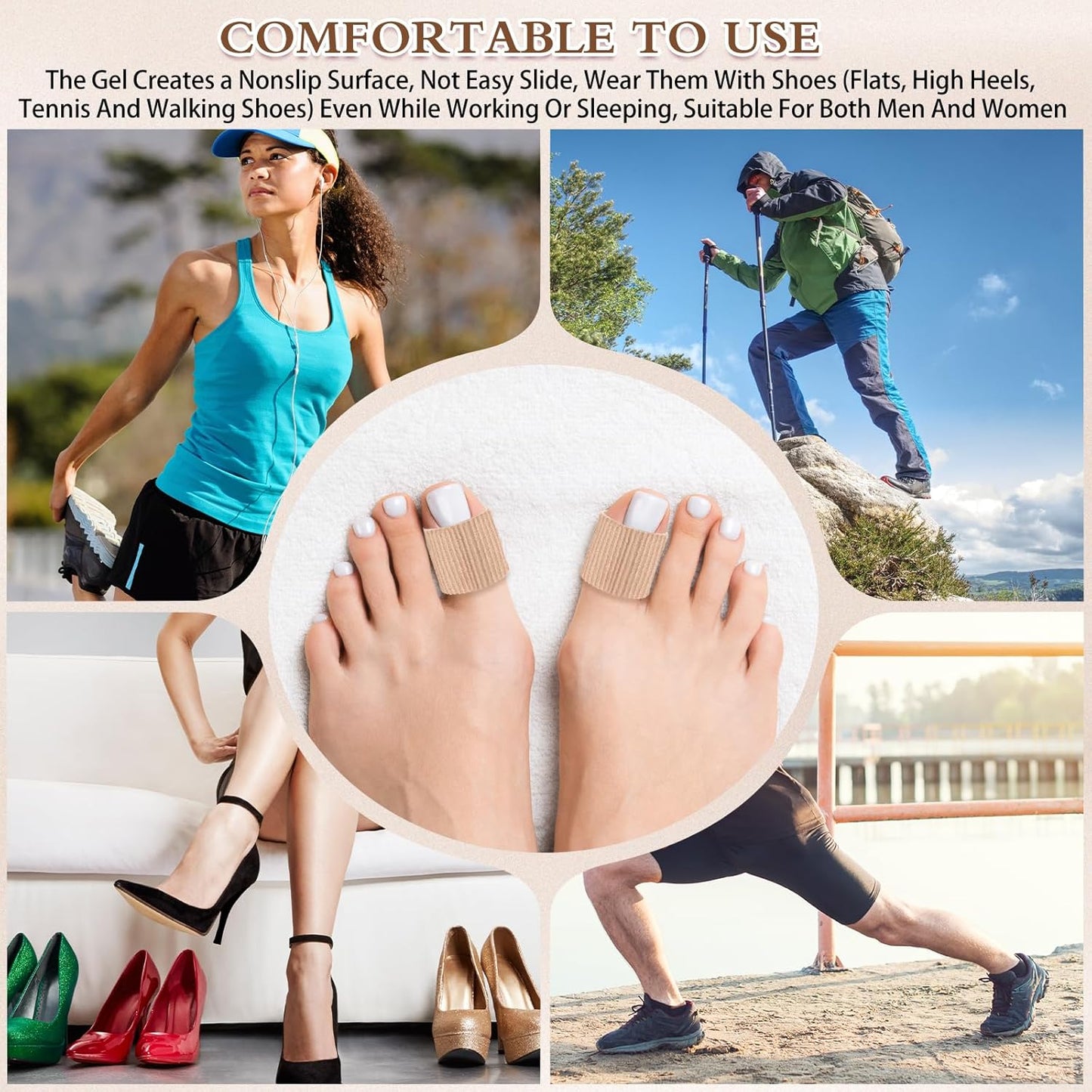 Blulu 24 Pieces Toe Tubes 0.98 Inches Cushion Tube Corn Pads for Toes Sleeves Soft Gel Protectors for Cushions Corns Blisters Calluses 3 Size(Skin Color,Large Size)