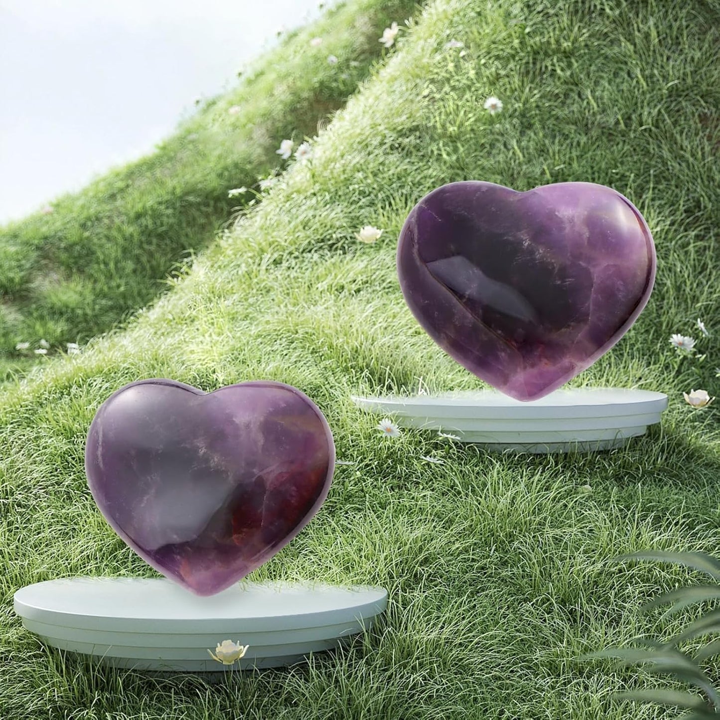 Artistone 2 Inch Amethyst Crystal Heart Healing Crystals Heart Stones Polished Pocket Love Gemstones Chakra Reiki Energy Balancing Meditation Massag Gift