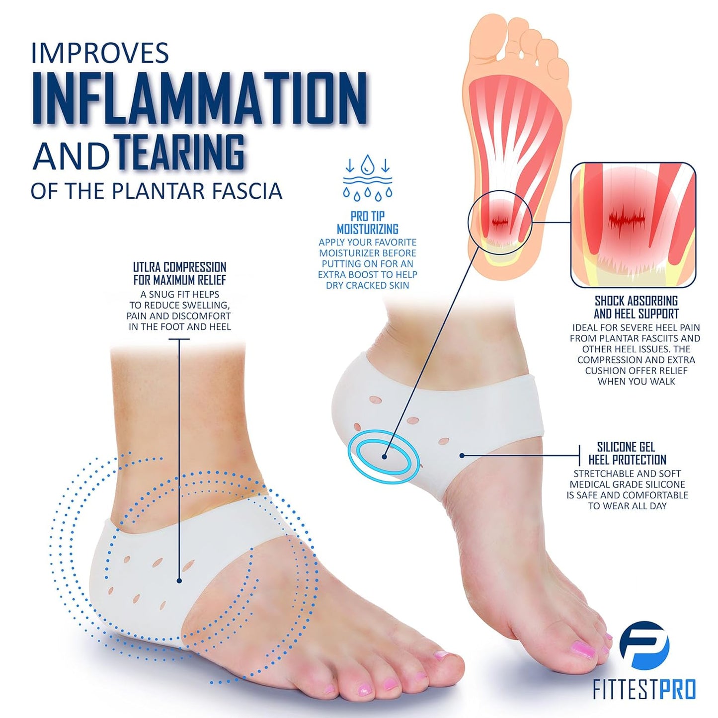 Plantar Fasciitis Foot Pain Relief 14-Piece Kit – Premium Planter Fasciitis Support, Gel Heel Spur & Therapy Wraps, Compression Socks, Foot Sleeves, Arch Supports, Heel Cushion Inserts & Grips