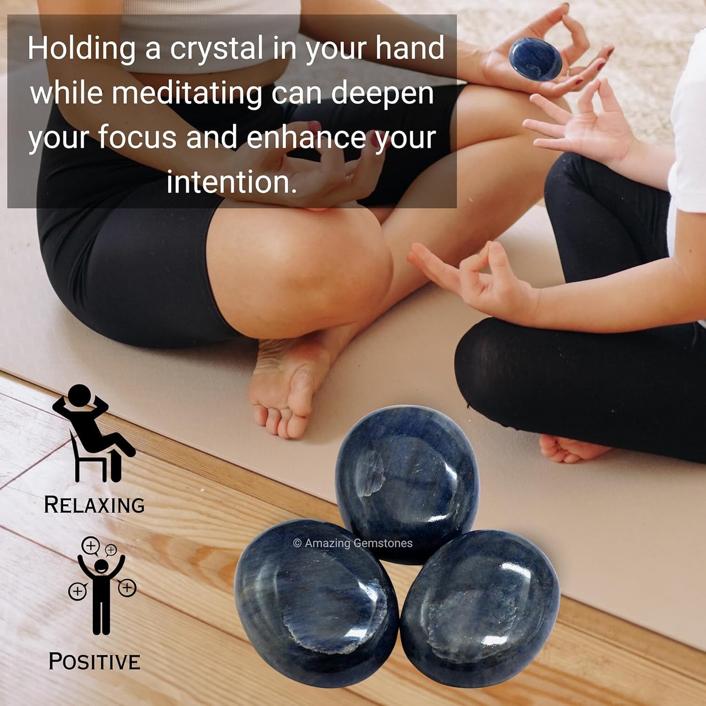 Amazing Gemstone Blue Aventurine Crystals and Healing Stones - Large Palm Stone Crystals Piedra - Crystal for Good Luck, Positive Energy, Meditation - Unique Stocking Stuffers and Gifts for Women, Men