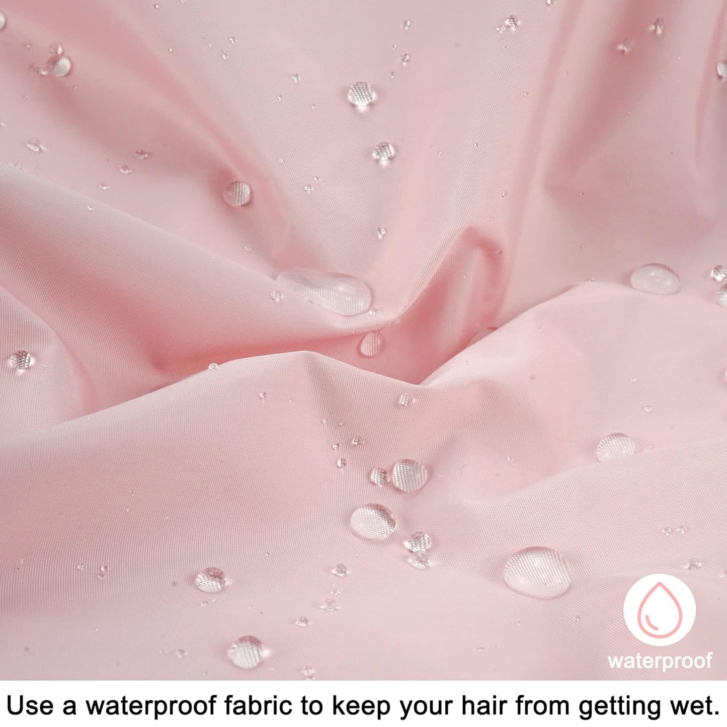 Reusable Shower Cap for Women, Large Waterproof Shower Essentials Bonnet Washable Elastic Band Bath Hair Wrap Hat for Long Hair, Braids(Pink&Black)