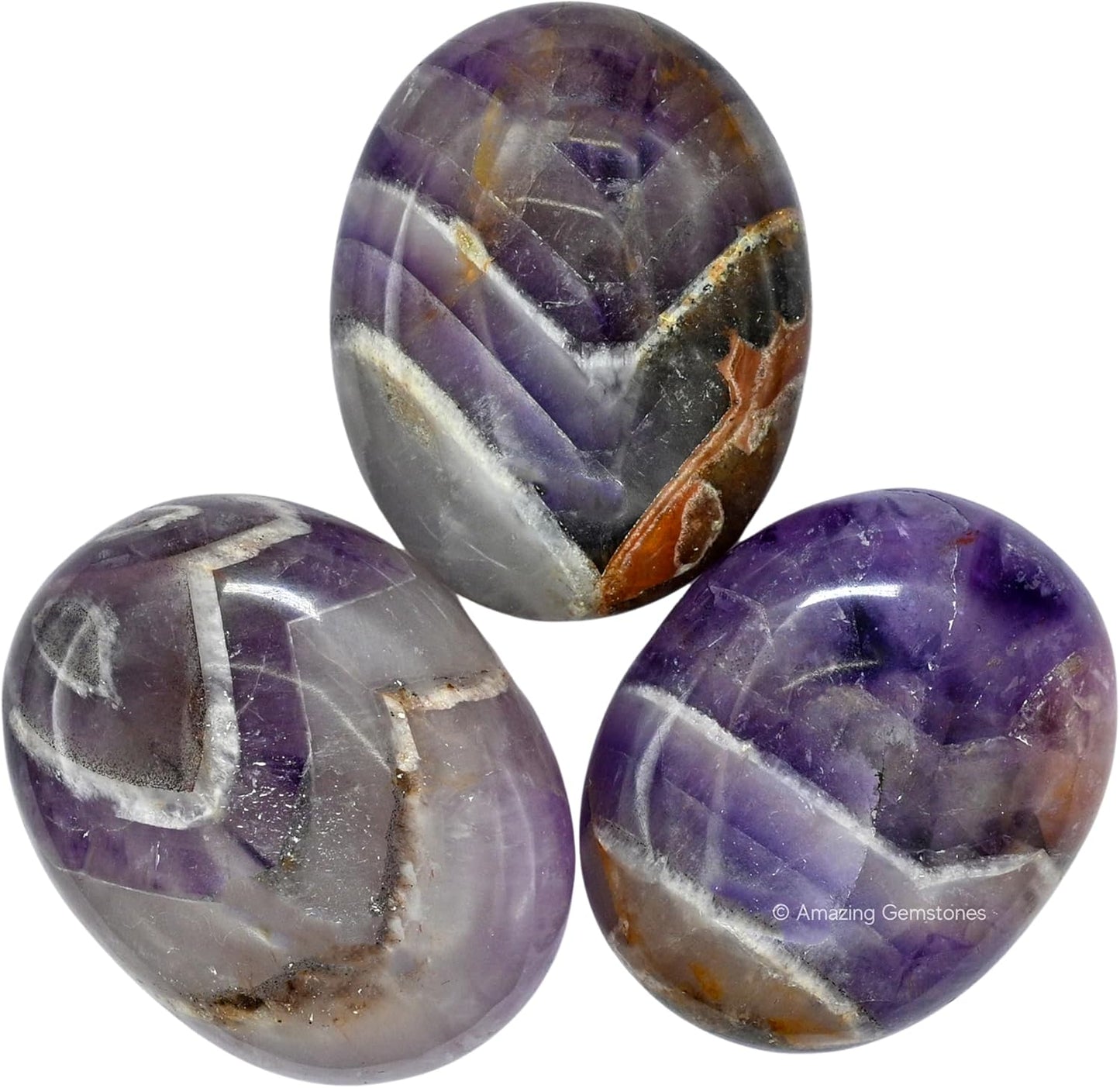 Amazing Gemstone Amethyst Chevron Crystals and Healing Stones - Large Palm Stone Crystals Piedra - Crystal for Good Luck, Positive Energy, Meditation - Unique Stocking Stuffers, Gifts for Women, Men