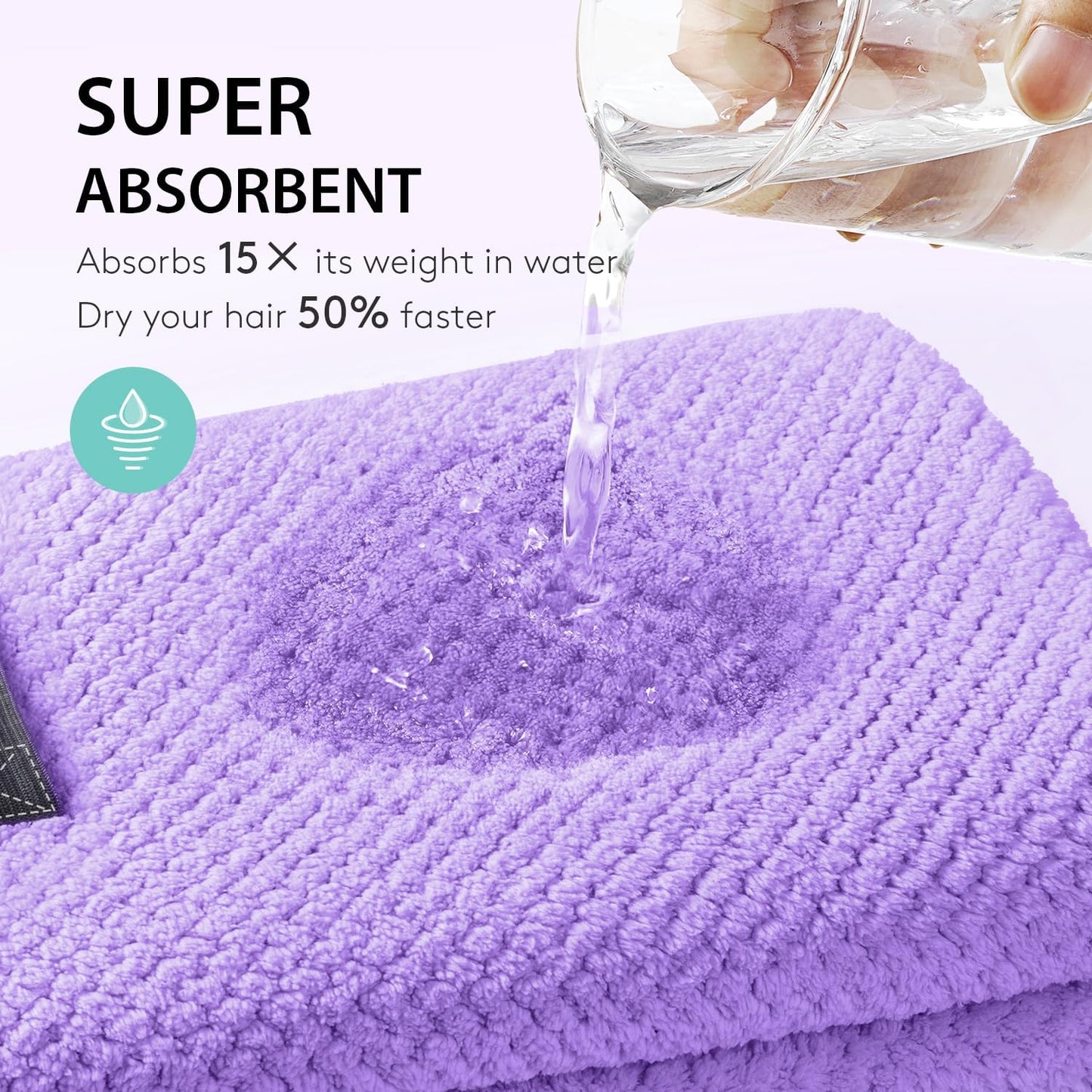 YFONG X-Large Hair Towel Wrap for Women, Super Absorbent Microfiber Hair Towel for Curly Hair, Fast Drying Hair Turbans with Elastic,Hair Drying Towel Wrap for Hair Care 30" X 40" (Purple)