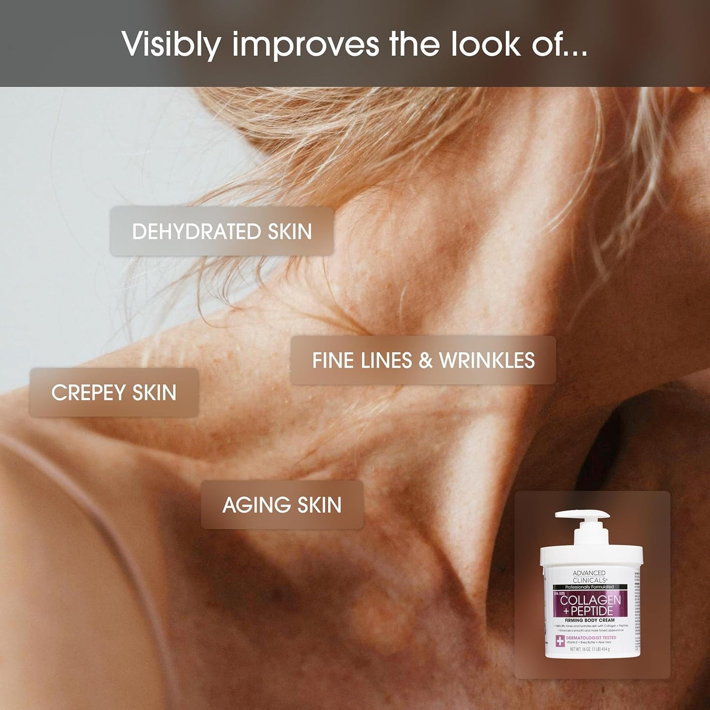 Advanced Clinicals Retinol Cream + Collagen Peptides Body Moisturizer & Face Lotion 2PC Skin Care Set | Dry Skin Body Lotion For Women & Men To Help Improve Appearance Of Crepey Skin, 2PC Bundle