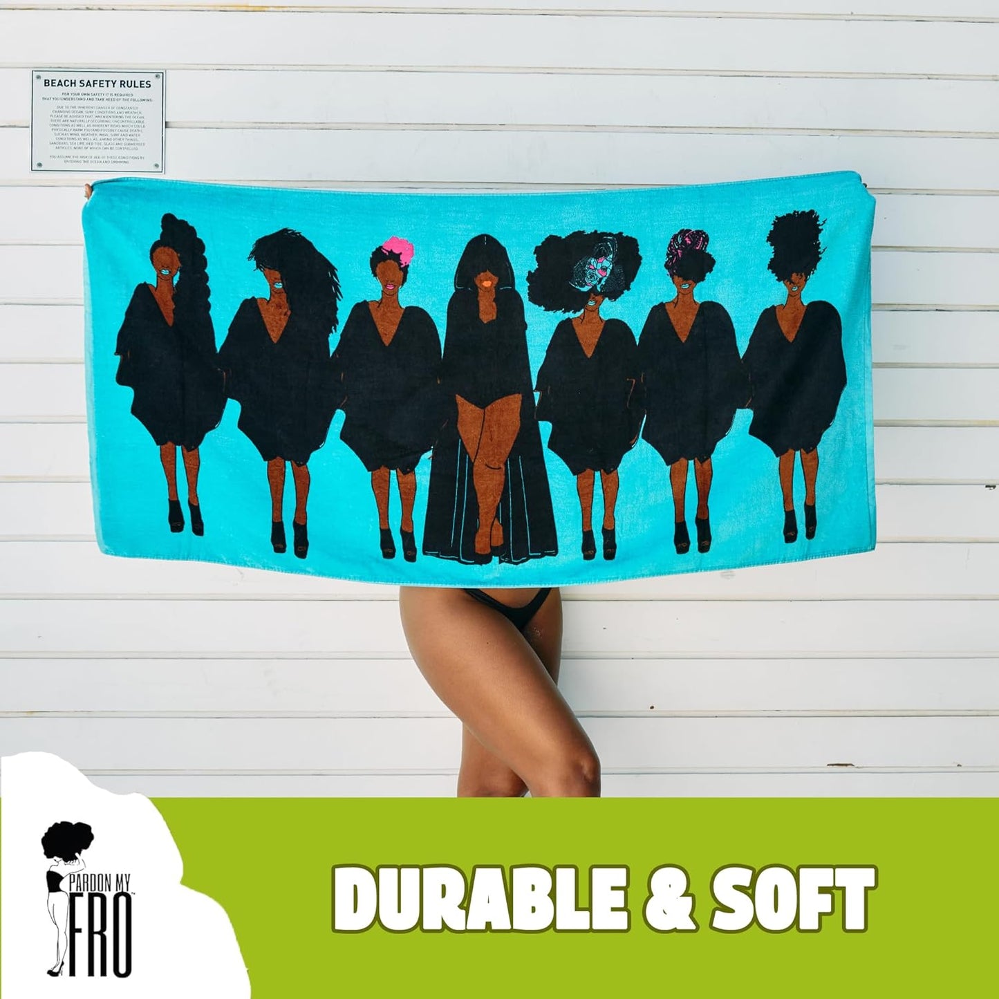 Pardon My Fro Tribe Beach Towel – 100% Cotton Oversized Quick-Dry Swim Towel, Sand-Free & Lightweight Travel Towel for Men & Women, Colorful 30x60in XL for Pool, Ocean & Outdoor Adventures – Teal