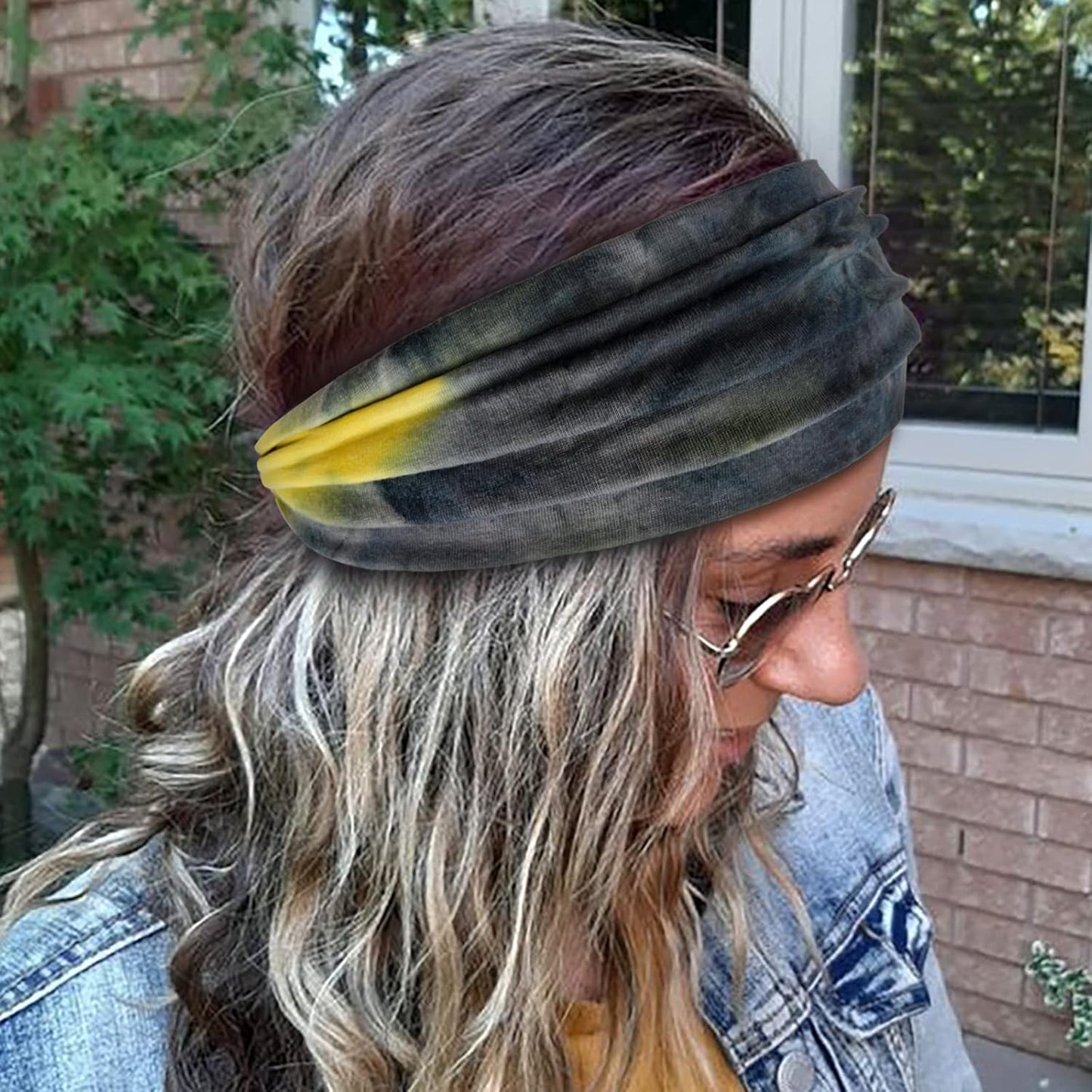 Wide Headbands for Women Tie Dye Head Wraps Boho Thick Hairbands Large African Sport Yoga Turban Headband Hair Accessories (Pack of 4)