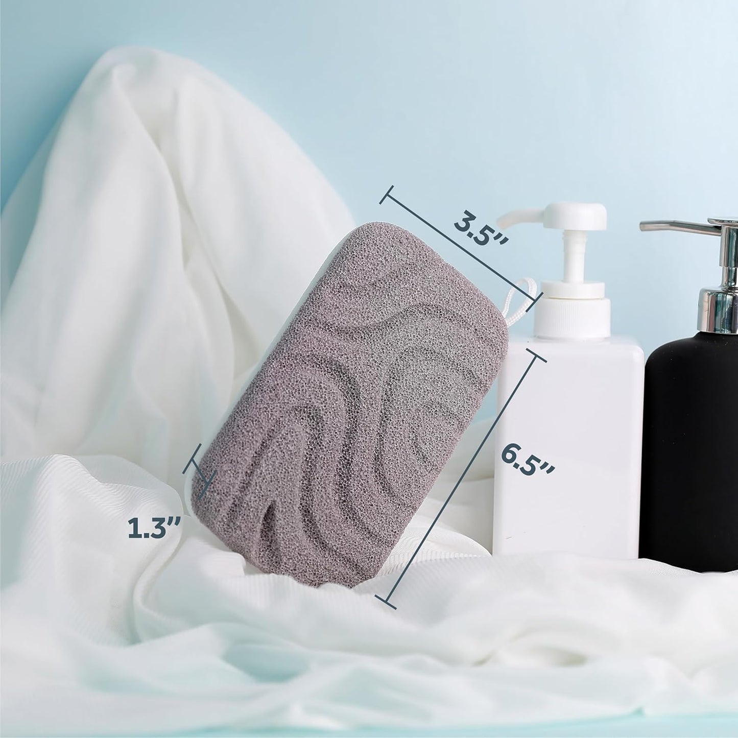 myHomeBody Dual-Texture Shower Sponge, Beauty Body Scrubber Exfoliator for Women, Exfoliating Loofah for Men, 2pc