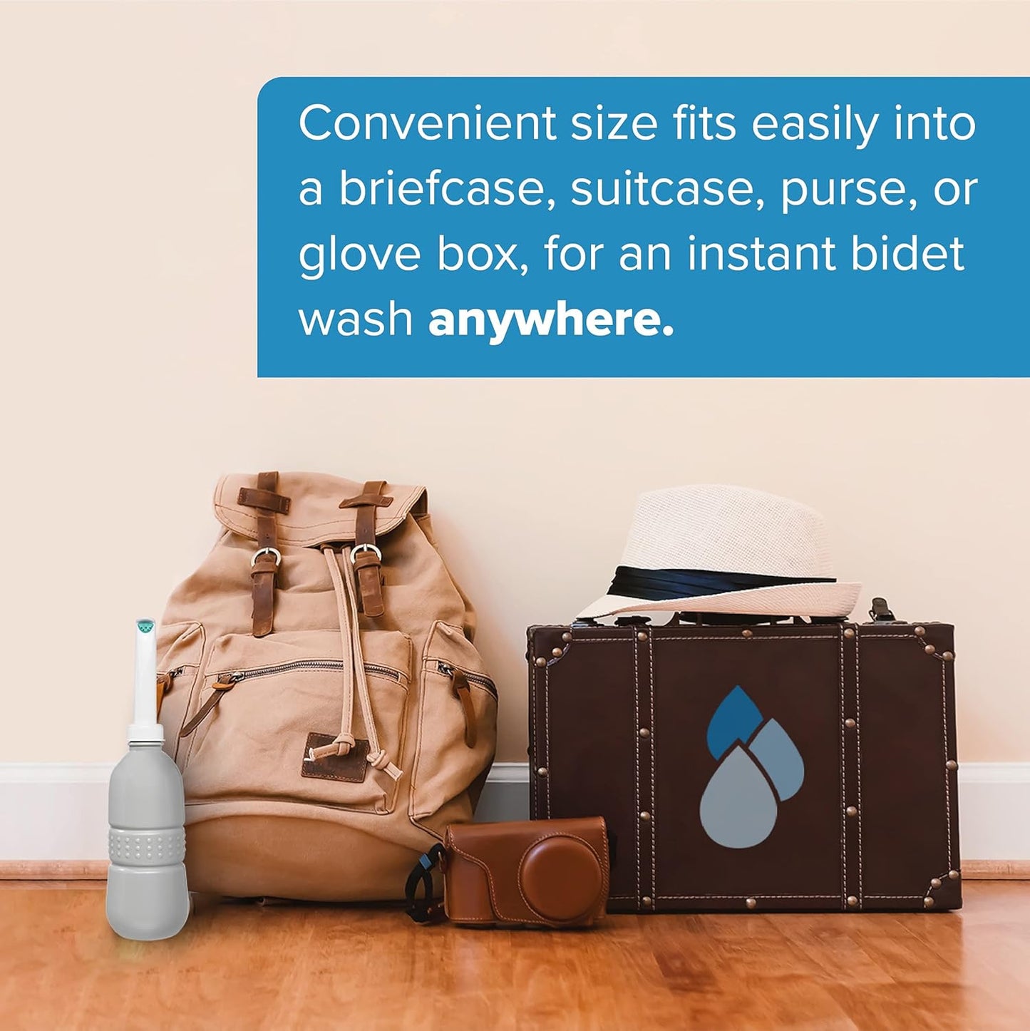 Brondell GoSpa Essential Portable Bidet for Everyday Use, Camping, Hiking, and Outdoor Activities, Compact and Discreet, Includes Travel Bag, 400ml, Fog