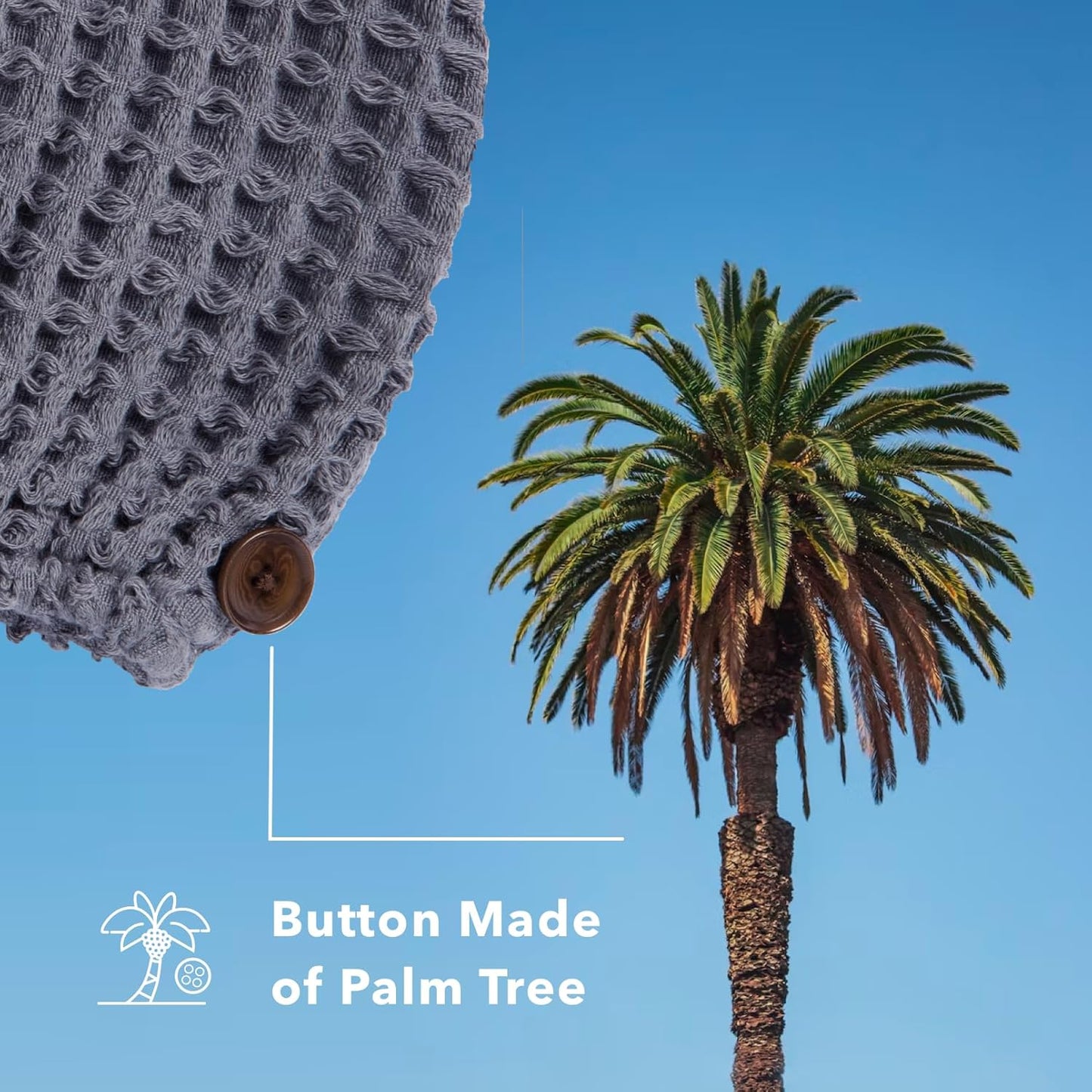 Hair Towel | 100% Cotton Silk Hair-Drying Waffle Wrap Turban for Women, Ultra-Absorbent, Anti Frizz, Hair Damage Protection for Straight and Curly Hair (Smoke Grey, 1 Pack)