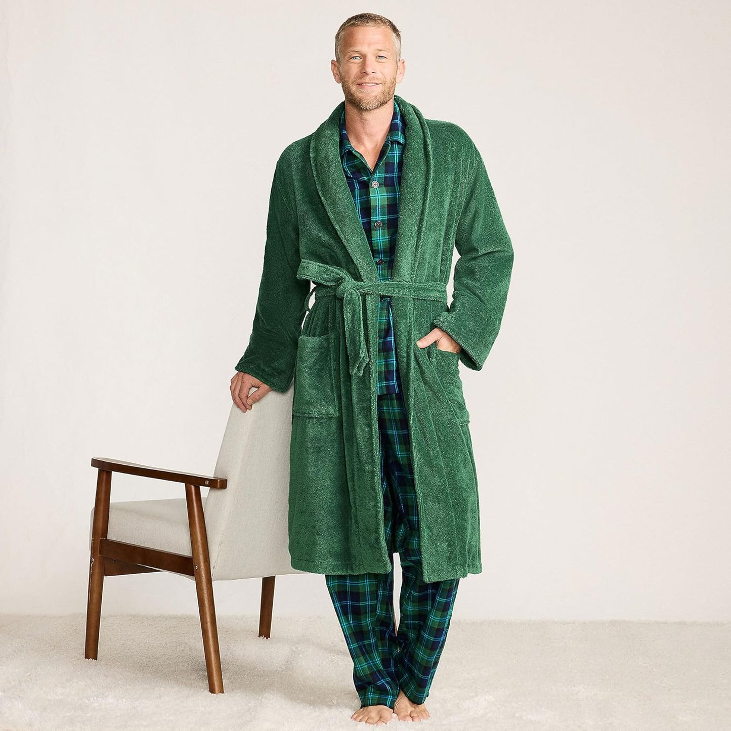 Lands' End Men's Calf Length Turkish Cotton Terry Bathrobe